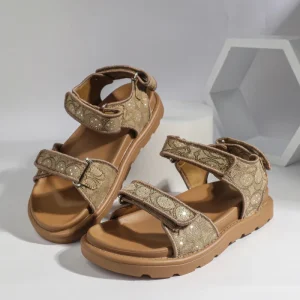 Trendy Women’s Chunky Platform Sandals Rhinestone Monogram Adjustable Velcro Anti-Slip Casual Summer Beach Shoes