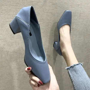 Trendy Women’s Summer Slip On High Heels New Design Medium Thick Heels for Beautiful Walking