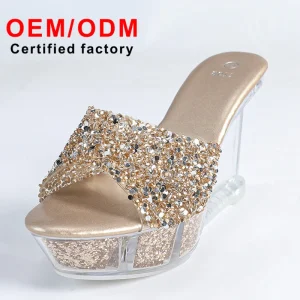 Trendy Women’s Summer Versatile Sandals Sexy Crystal Transparent High Heels Wedge Heel Slippers Fashion Shoes