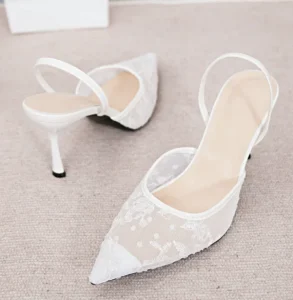 UP 2750j 9cm Women White Wedding Stiletto High Heels Sandals Sexy Lace 41 Large Size Heeled Shoes