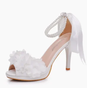UP 2938J Women’s Thin High Heels Pumps Open Peep Toe Sexy Platform Wedding Shoes for Ladies