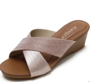 UP-5582r 44 45 Large Size Summer Walking Women Sandals Flat Thick Sole Wedges Heels Slippers