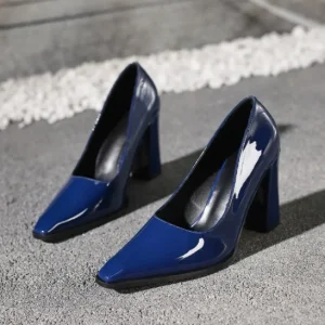 UP 6320R Women’s Elegant Block High Heel Party Pumps Pointed Toe 44 45 46 Size Office Work Heeled Shoes
