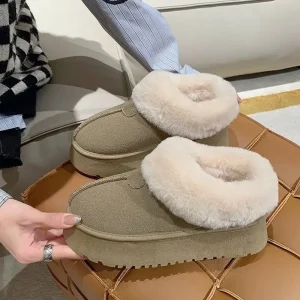Uggs Women’s Faux Fur Winter Boots Non slip Plush Snow Boots Thick Soled Warm Cotton Home Slippers