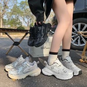 Ultralight Chunky Outsole Women’s Sports Shoes Mesh Breathable White Color New Styles Casual Running Shoes Woman