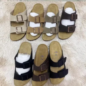 Unisex Customizable Clogs Mule Shoes Women’s Genuine Leather Soft Suede Upper Mesh Cork Sole Arch Support