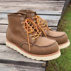 Unisex Men’s Women’s 6-Inch Goodyear Boot Full Grain Leather Work Shoes Soft Ankle Boot for Year-Round Use