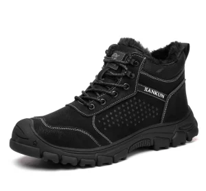 Unisex Men’s Women’s Winter Waterproof Microfiber Leather Steel Toe Work Boots Safety Shoes with Anti-Smashing Puncture