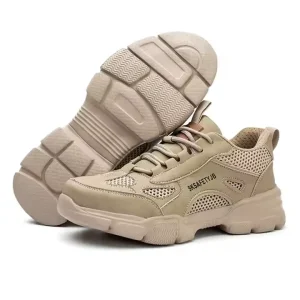 Unisex Summer Work Sneakers Stretch Fabric Upper Men’s & Women’s Steel Toe Safety Shoes Rubber Outsole