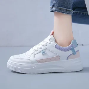 Versatile Board Shoes Breathable Lace up Flat Rubber Non slip Walking Skateboard Running Shoes for Women