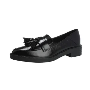 Vintage British Style Ladies Loafers Fringe Soft Sole Slip-On Closure Light Weight Fashionable Small Shoes for Spring Autumn