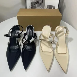 Vintage Design Mesh Pointy High Heels Women’s One-Line Buckle Slingshot Sandals Ladies Stiletto Pumps