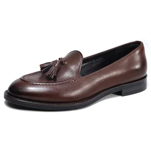 Vintage Genuine Leather Women’s Slip on Loafers Durable Cowhide Flats Shoes Daily Life