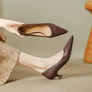 Vintage Pointed toe Low heeled Women’s Shoes Elegant and Versatile Suitable for Professional Workwear