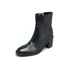Vintage Style Women’s Ankle Short Boots Zip Closure Chunky Heel 7cm Rubber Outsole EVA Midsole Genuine Leather Winter Autumn
