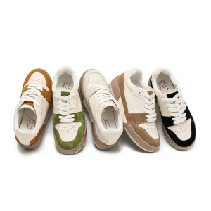 Vintage Style Women’s Two-Tone Low-Top Sneakers Breathable Casual Trainers