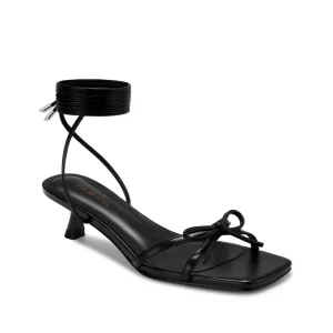 WETKISS Strappy Sandals Women’s French Style Women Block Heels Sandals Cross Strap Summer Black Sandals with Bow