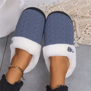 Warm Memory Foam Anti-Slip House Shoes Comfortable Cotton Slippers Home Bedroom Shoes Plush Slides Slippers for Women