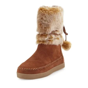 Waterproof Flat Warm Winter Boots for Ladies Fur Upper Ball Decoration Snow Boots Women’s Ankle Boots