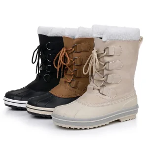 Waterproof Women’s Knee-length Winter Fabric EVA Insole Cotton Shoes Flat-bottom Snow Boots Anti-slip