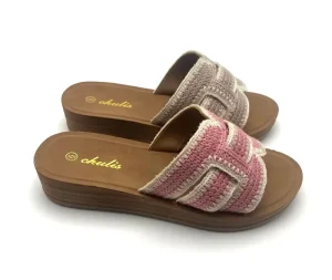 Weave Design OEM Custom Logo Slip On Anti Slip Thick Platform PVC Injection Lightweight Women’s Wedge Sandal Shoes