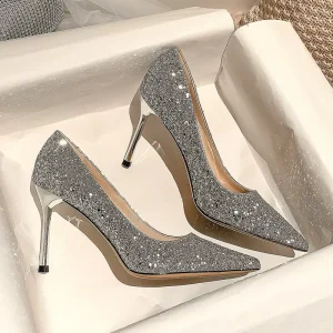 Wedding Bride Shoes Winter Silver Crystal High Heeled Thin Heeled Women’s Bridesmaids Can Wear