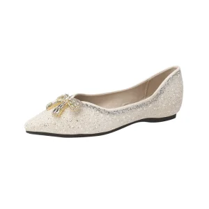 Wedding Shoes for Bride Flats Pointed Toe Flat Bridal Shoes Women Evening Dress Shoes