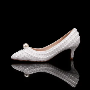 Wedding Shoes for Bride Women 5cm High Heels Pumps Custom Elegant Dress Ladies Heel Sandals Pearl Heels