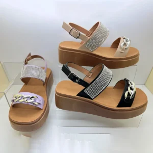 Wedge Shoes for Women Sandals Solid Color Open Toe Casual Ladies Buckle Strap Fashion Female Sandalias