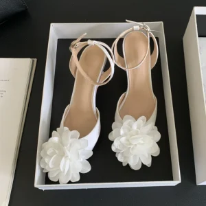 White Flower Pumps Women’s Wedding Shoes Bride High Heels Platform Shoes Party Dress Shoes