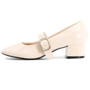 White Round Toe Women’s Genuine Leather Breathable Anti Slip Chunky Heel Wedge Strap Arch Support Buckle Spring