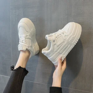 White Sneakers Women Spring Summer New Running Shoes Thick Sole Breathable Versatile Height Increasing Sports Casual Shoes