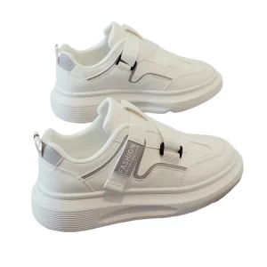 White Women’s Fashion Casual Sneakers Sports Cushioning Monk Strap Closed Toe Trend
