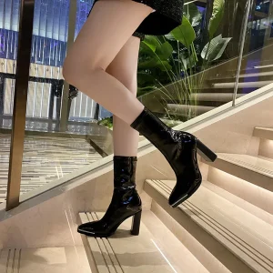 Winter Autumn Stiletto Boot Socks, Pointed Toe Ladies Boots, High Heels Booties for Women