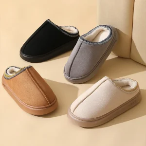 Winter Fashion Women’s Indoor Warm Plush Slippers Soft Faux Suede with EVA and Fur Anti Slippery