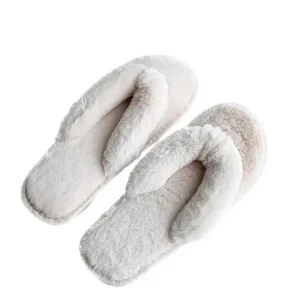 Winter Fluffy Fur for Slippers for Women Fashionable Indoor Floor Flip Flops Embroidered Logo Warm Platform Slides Sho