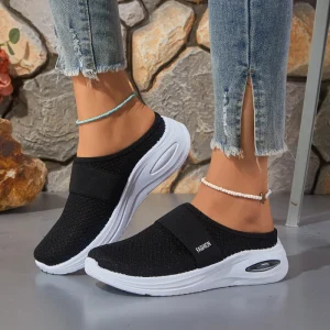 Winter New Women’s Breathable Durable Slip-On Mules Casual Shoes Flat Heel PVC Outsole