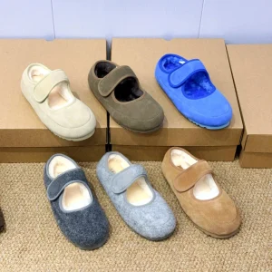 Winter Warm Mary Jane Women’s Shoes Classic Style Self Adhesive Button Shoe Soft Soles Comfortable Plush Casual Shoes
