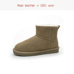 Winter Women’s Classic Boots Sheepskin Material Lined with Lamb Fur Providing Warmth and Slip Resistance