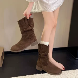 Winter Women’s Fashionable and Elegant Suede Boots Comfortable Casual Walking Boots