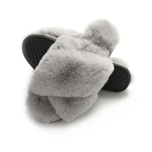 Winter Women’s Fur Slipper Sandal Casual Indoor Fluffy Ladies Slippers Cross Soft Luxury Slipper for Women