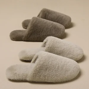 Winter Women’s Silent Cotton Slippers with TPR Non Slip Sole Soft Plush Lightweight Warm Indoor Home Maternity Plush Slippers