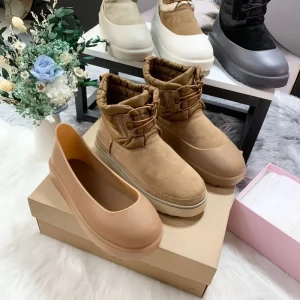 Winter outdoor boots shoe covers shearling snow boots men’s and women’s down boots non slip warm thickened lace up boots