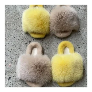 Woman’s Slippers Sandals Custom Real Mink Slides Luxury Fox Fur Sandals Slides Slippers for Women Fur