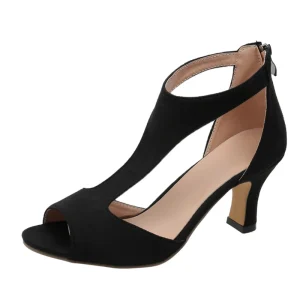 Women Block Heel High Sandals Ladies Heels Shoes China PU Plain Spring Fashion New Thick heeled Shoes Shoes