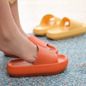 Women Breathable Open Toe Thick Bottom Anti Slip Cushioning EVA Platform Slides for Summer Winter Autumn with Arch Support