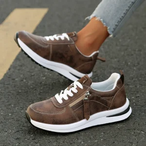 Women Breathable Sneakers Casual PU Material Shoes Women’s Cushioning Walking Style Shoes