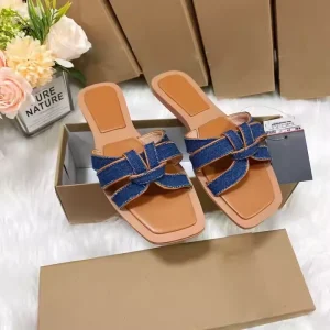 Women Casual Flat Summer Slipper Ladies Shoes and Sandals for Mules Luxury slippers square Toe Chaussures Pour Femmes