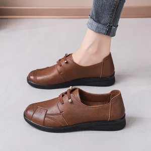 Women Casual Loafers PU Leather Comfortable Flat Slip-On Shoes for Daily Wear