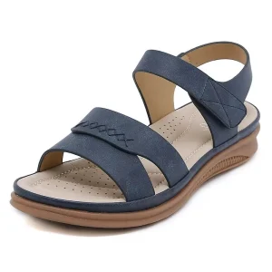 Women Casual Sandals Slip Sole Trendy Beach Sandal Solid Color PU Material Flat Sandals